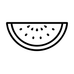 Poster - A simple graphic showing a slice of melon with seeds and a thick rind in a black outline style design