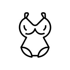Poster - Outline drawing of a one piece swimsuit with straps and curved lines on a white background design