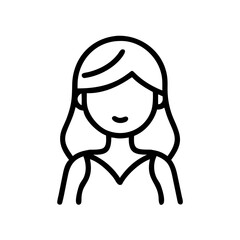 Poster - A simple graphic of a woman with shoulder length hair and a v neck shirt design outline style is shown