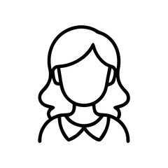 Poster - Simple line drawing of a woman with shoulder length hair and a collared shirt design is shown here