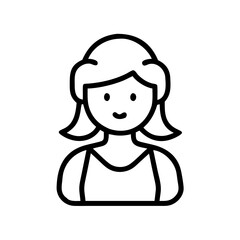 Poster - Simple graphic of a woman with short hair and a tank top in black outline drawing style design art 100