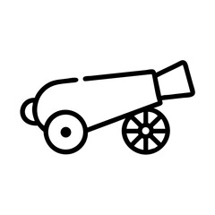 Poster - a simple drawing of a black outline of an old fashioned cannon with wheels on a white background ima