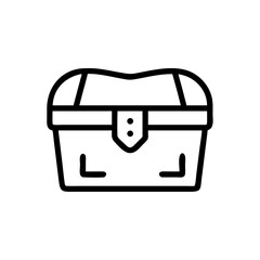 Poster - A simple graphic of a closed treasure box with a lock and a curved top is shown here in outline form