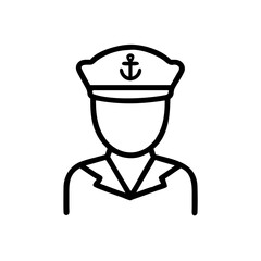 Poster - Outline drawing of a person wearing a captain's hat with an anchor emblem on the front side of hat