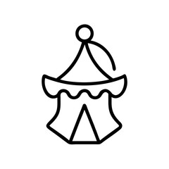 Poster - Simple graphic showing a peaked tent with a decorative top and a triangular entrance design element