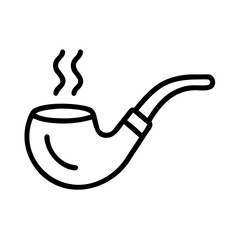 Poster - Outline drawing of a smoking pipe with visible steam rising, against a plain white background design element