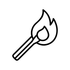 Poster - Simple graphic of a lit matchstick with a flame in black outline on a white background design element