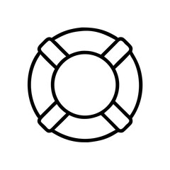 Poster - A simple graphic of a life preserver with black outline on a white background is displayed here