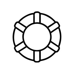 Poster - Outline drawing of a life preserver with six grips around the circular flotation device shape design