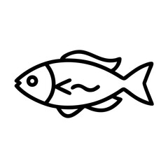 Poster - Simple aquatic creature with fins and tail in black outline with visible eye and internal design