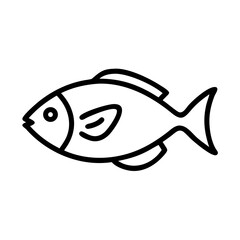Poster - Simple line drawing of a single aquatic animal with fins and a tail on a white background surface