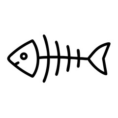 Poster - A simple graphic of a fish skeleton with head tail and bones in black on a white background image design