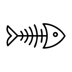 Poster - Simple graphic representation of a skeletal remains of a marine animal in black outline on white background