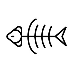 Poster - Simple depiction of a skeletal remains of a fish with head and bones in a minimalist design style