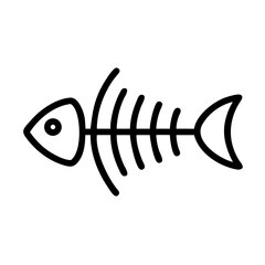 Poster - Simple graphic showing a skeletal remains of a marine animal with a head and tail, black outline 100 character