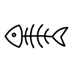 Poster - Simple graphic depiction of a fish skeleton with head, bones, and tail, in black outline style image