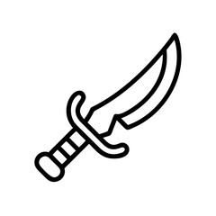 Poster - A simple graphic of a curved blade with a detailed handle on a plain white background image here now