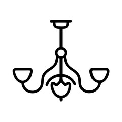 Poster - A simplistic drawing of a three bulb hanging light fixture with a tulip shaped center piece design element