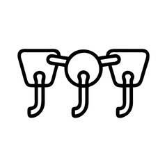 Poster - Outline drawing of three stylized hooks connected by a central circular element in black and white