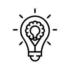 Poster - Stylized lightbulb with radiating lines and internal brain shape for creative concepts design element