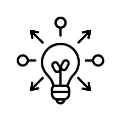 Poster - A lightbulb surrounded by arrows and circles suggesting innovation and different directions of thought