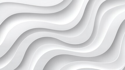 Poster - Soft, flowing curves generating dynamic visual depth against pristine white surface, delivering contemporary minimalist design element with elegant graphic potential