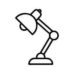 Poster - A simple outline drawing of a desk fixture with a geometric shade and adjustable arm feature design