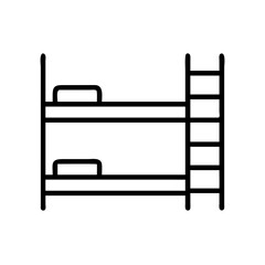 Fototapete - Simple graphic showing a bunk bed with ladder and pillows in a minimalist style design drawing