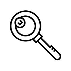 Poster - A magnifying glass with a check mark inside the lens for search and verification on a white background