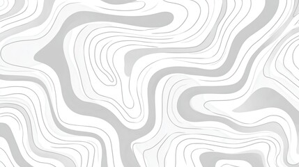 Poster - Graceful gray and white curved lines interacting, generating minimalist topographic map like pattern with fluid, dynamic visual composition