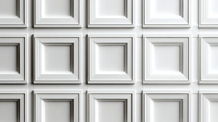Fototapete - Architectural white square panels creating seamless geometric pattern, revealing minimalist design with clean lines and bright textural surface