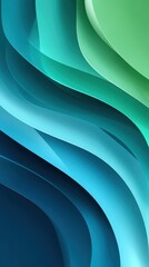 Poster - Green and blue waves intertwining, forming fluid abstract pattern representing movement, depth, and visual harmony across design backgrounds