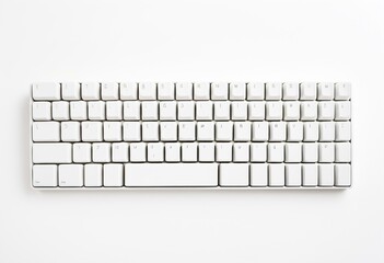 a white computer keyboard sitting on top of a table.