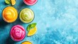 © OLEKSANDR - Summer concept - colorful slush drinks, vacation vibe, top view