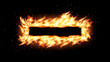 © artyway - Burning rectangular fire frame with glowing flames and sparks on black background. Ideal for dramatic banners, warning signs, energetic promo visuals. Vector illustration.