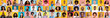 © Prostock-studio - A lively collection of portraits showcasing people of various backgrounds, each person expressing joy and friendliness against colorful backgrounds.