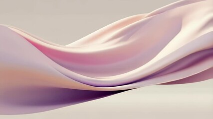 Poster - Abstract flowing fabric motion graphic in pastel pink hues, silky texture with soft shadows and smooth, elegant curves