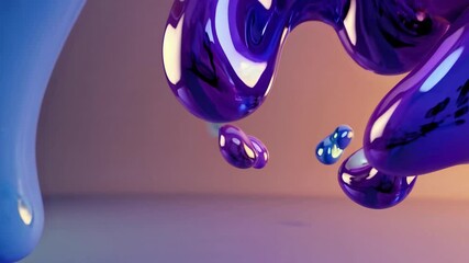 Poster - Abstract liquid shapes in vibrant blue and purple colors  