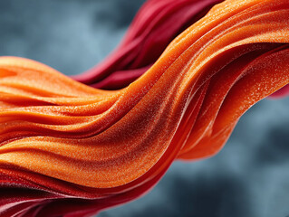 Poster - Abstract wavy forms in vibrant orange and red. Fluid design with sparkling texture. Perfect for backgrounds, banners, and creative projects. Dynamic energy.