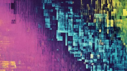 Poster - Abstract digital pattern with vibrant colors in pixelated design  