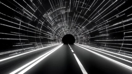 Poster - Glowing abstract tunnel with light streaks and dark background  