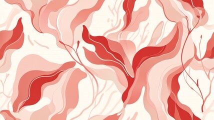 Wall Mural - abstract red floral pattern: a serene composition of swirling petals and delicate branches