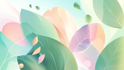 Wall Mural - pastel leaves dreamland: a serene abstract art
