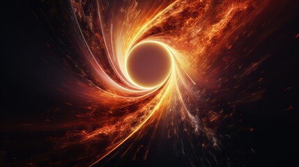 Aufkleber - Black and orange image of a black hole with a bright orange center. The image is abstract and surreal, with a sense of mystery and wonder
