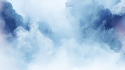 Poster - Blue sky with clouds and a brush stroke of smoke. The sky is filled with smoke and the clouds are white