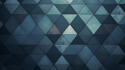 Aufkleber - Blue wall with a pattern of triangles. The wall is made of glass and has a modern look