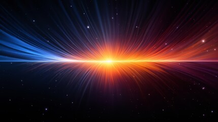 Poster - Colorful galaxy with a bright orange sun in the middle. The colors are vibrant and the sun is the focal point of the image