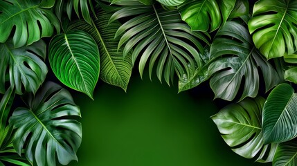 Poster - Green leafy background with a large green leaf in the foreground. The leaf is large and has a lot of detail