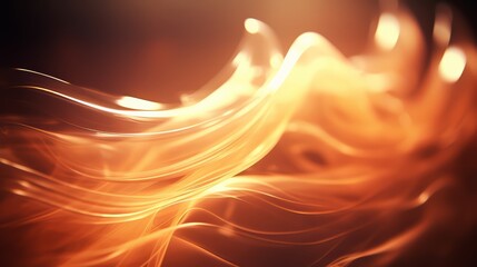 Fototapete - The image is a colorful, abstract painting of a flame. The orange and yellow colors create a warm and energetic mood, while the wavy lines add a sense of movement and dynamism