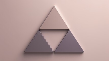 Aufkleber - Triangle is cut out of a larger triangle, with the smaller triangle in the middle. The triangle is made of three different shades of purple, creating a sense of depth and dimension
